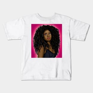 black woman with curls Kids T-Shirt